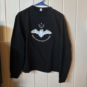 Black Graphic Sweatshirt with Bat Design -Protect our Nocturnal Pollinators